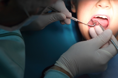 Dental care for a kid close-upの写真素材