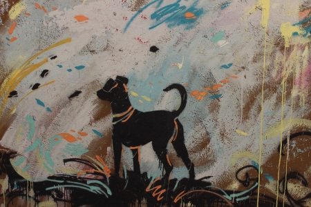 Dog painted on a wall in Romeのeditorial素材