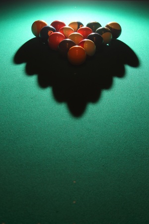 Billiards - Pool table with balls, shadow and lightの写真素材