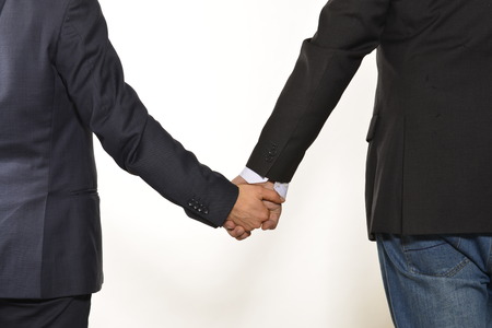 Gay couple hand by handの写真素材