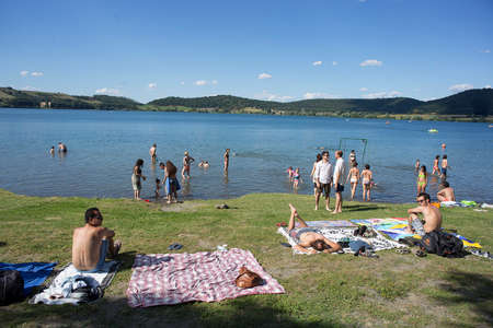 Martignano Lake, Rome, Italy - 06/21/2015 - Summer touristic season opening in the day of summer solstice, in Martignano, little italian lake in Rome province.のeditorial素材