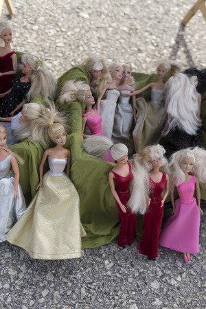 Dolls in bulk at the flea marketのeditorial素材