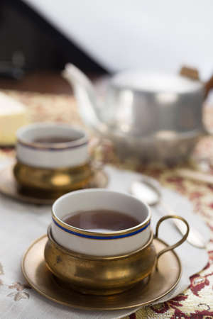 Tea with biscuitの写真素材