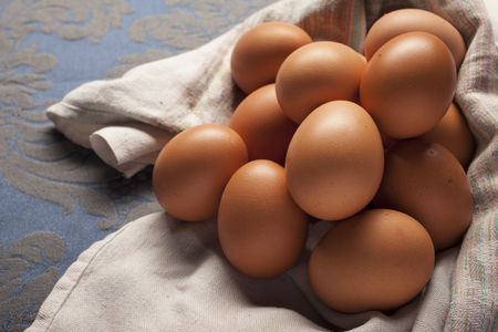 Composition of many eggs in the kitchenの写真素材