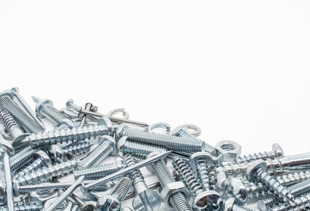 Collection Of Iron Screws, Nuts and lockwashers Belowの写真素材