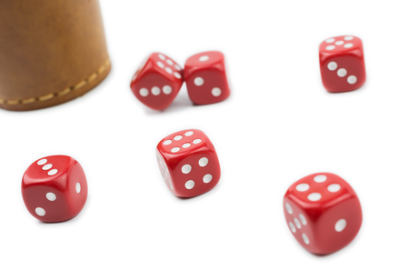 Dice Cup And Dices In A White Box