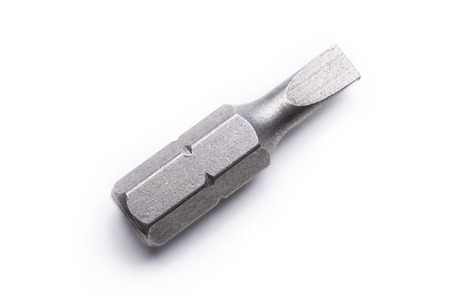 Macro Of A Shiny Slotted Bit Isolated On White Background