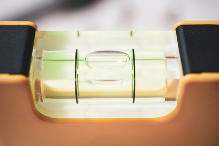 Yellow Spirit Level With Bubble In Center, DIY Home Improvement Concept