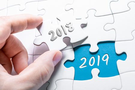 The Years 2018 And 2019 In Missing Piece Jigsaw Puzzleの写真素材