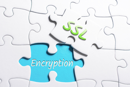 The Words SSL And Encryption In Missing Piece Jigsaw Puzzleの写真素材