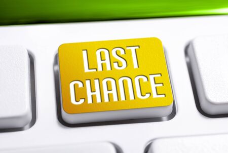 The Words Last Chance On A Yellow Keyboard Button, Last Chance For A Better Life Conceptの写真素材
