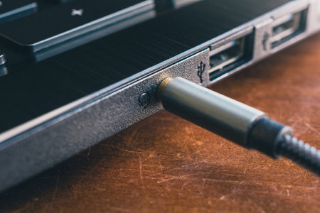 Headphone Cable Plugged In Headphone Jack Of A Notebook