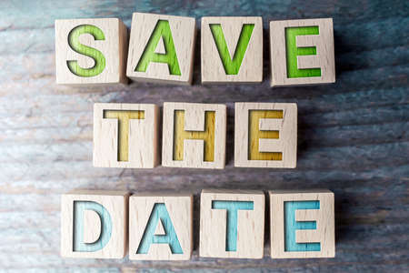 Save The Date Formed By Wooden Blocks On A Board