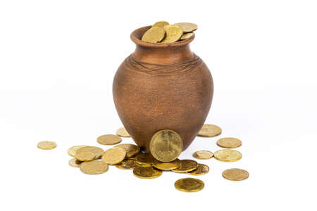 coins in a potの写真素材