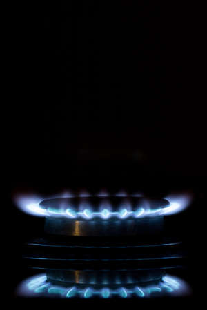 gas burners lit