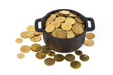 coins in a potの写真素材