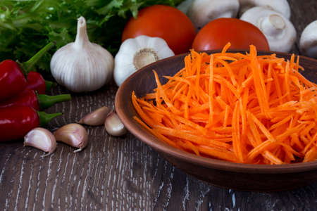 the carrots cut into a small stripsの写真素材