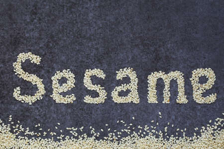 The word sesame on a grey background の写真素材