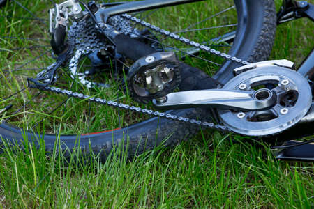 Close-up of bicycle chain and transmission star