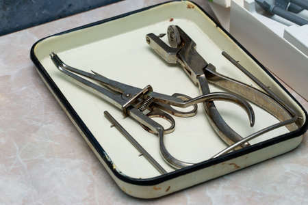 Dental set of tools on the table