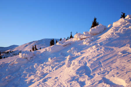 high snowy mountains with clear blue sky