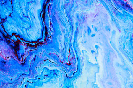 Abstract background of acrylic paint in blue and purple tonesの写真素材