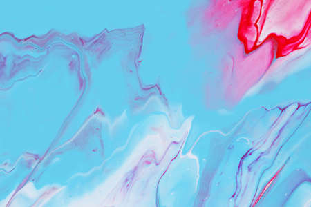 Abstract background of acrylic paint in blue and red tones