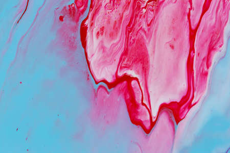 Abstract background of acrylic paint in blue and red tonesの写真素材