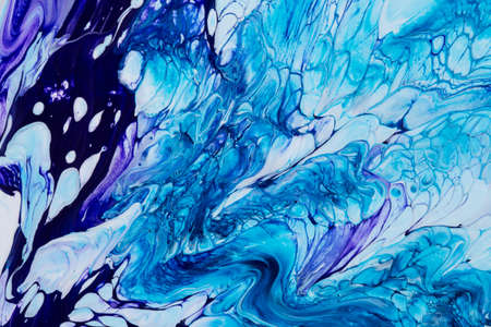 Abstract background of acrylic paint in blue and violet tone