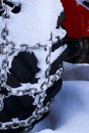 the chains snow for a wheel carの写真素材