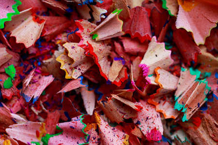 Background of color pencil shavings a close-upの写真素材