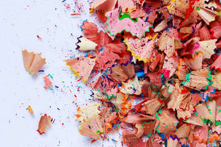 Background of color pencil shavings a close-upの写真素材