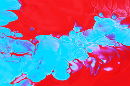 Abstract background of acrylic paint in blue and red tone