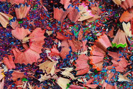 Background of color pencil shavings a close-upの写真素材