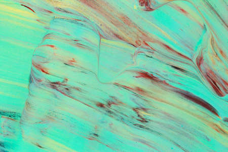 Abstract background of acrylic paints in aquamarine color tones