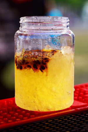 Cocktails at a street food festival close up