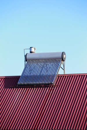 The solar collector on blue sky background