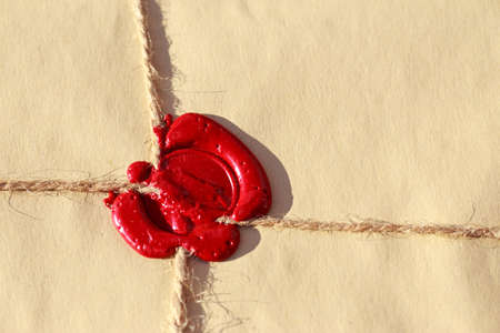 Parcel with wax seal a close upの写真素材