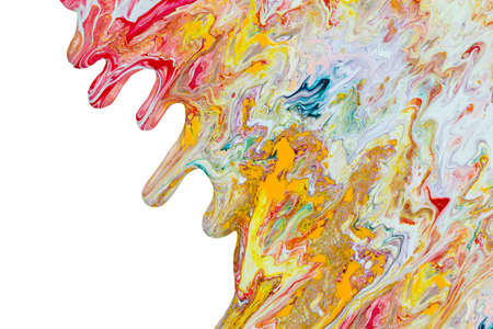 Color dripping paint on a white background