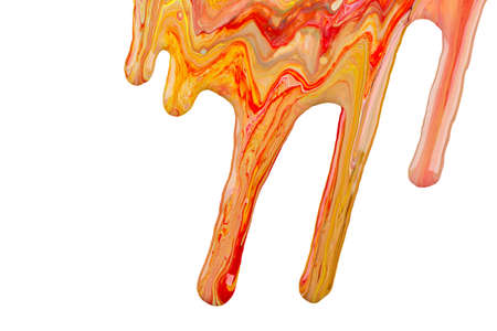 Color dripping paint on a white background