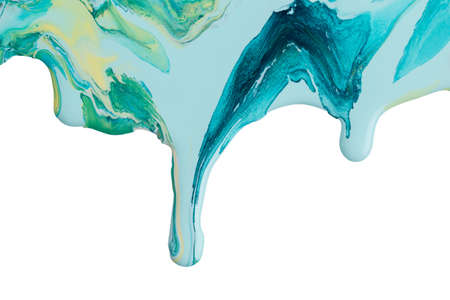 Color dripping paint on a white background