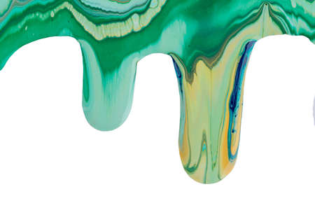 Color dripping paint on a white backgroundの写真素材