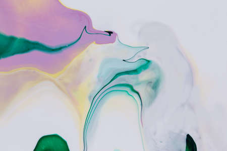 Abstract background of acrylic paint in white and green tonesの写真素材