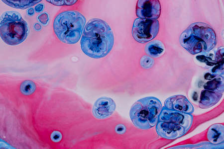 Abstract background of acrylic paint in pink and blue tonesの写真素材