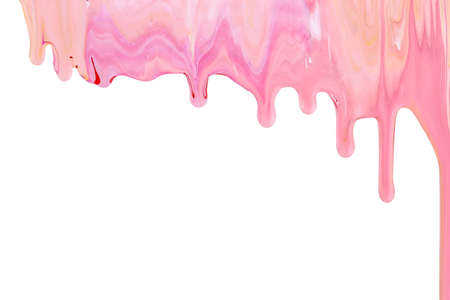 Color dripping paint on a white backgroundの写真素材