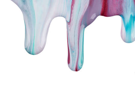 Color dripping paint on a white background