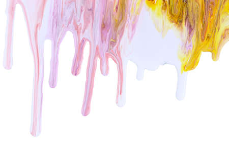 Color dripping paint on a white backgroundの写真素材