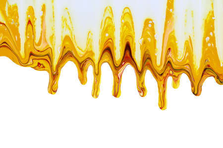 Color dripping paint on a white background