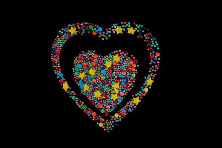 Heart shape made from colored sweet decorative toppingの写真素材