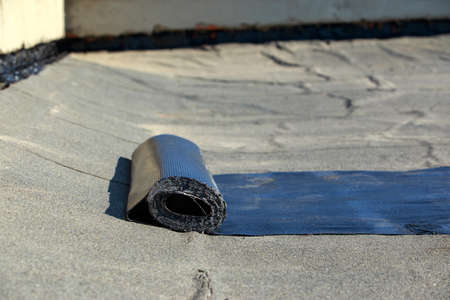 One roll of roofing material a close upの写真素材